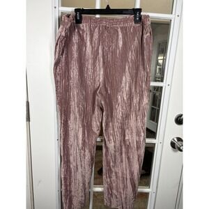 Marc New York Pants Womens Medium Mauve Pink Crushed Velvet Textured Wide Leg